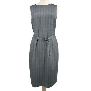 Due per Due dress sz 12 gray sleeveless belted casual business striped womens